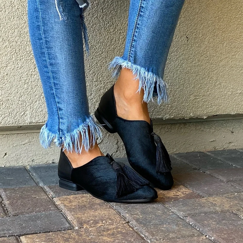 Anthropologie Black Tassel Loafers